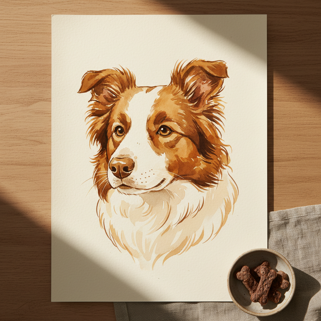 Illustration of Butter the border collie