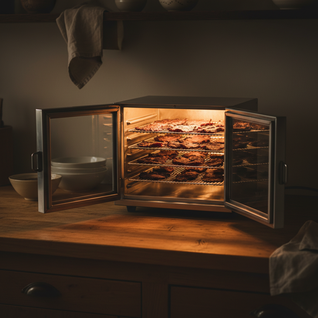 Stainless dehydrator with drying treats inside